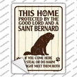 Protected By A Saint Bernard Novelty Rectangle Sticker Decal