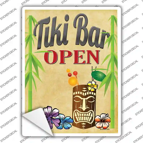 Tiki Bar Open Novelty Rectangle Sticker Decal