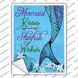 Mermaid Kisses and Starfish Wishes Novelty Rectangle Sticker Decal