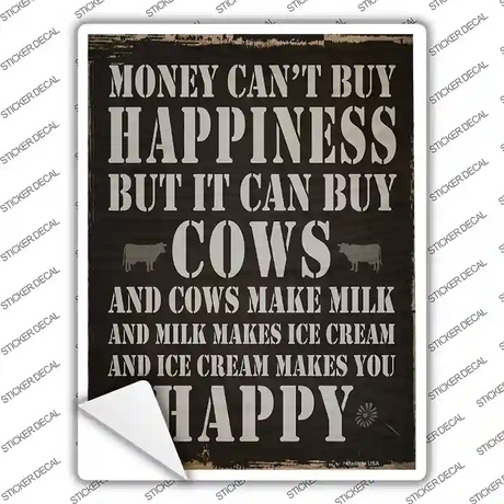 Money Can't Buy Happiness Novelty Rectangle Sticker Decal