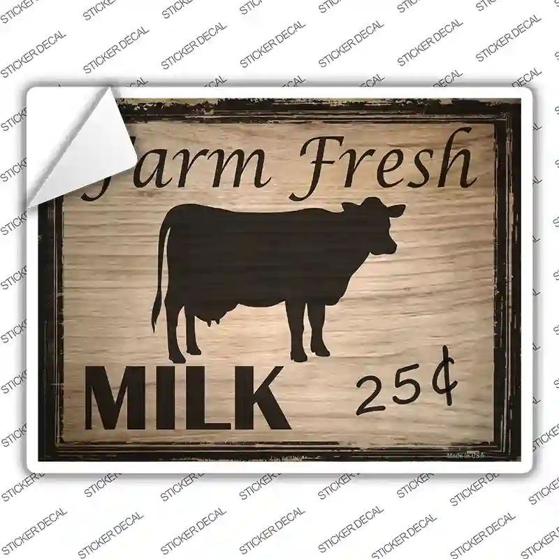Farm Fresh Milk 25 Cents Novelty Rectangle Sticker Decal