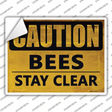 Caution Bees Stay Clear Novelty Rectangle Sticker Decal