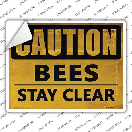 Caution Bees Stay Clear Novelty Rectangle Sticker Decal