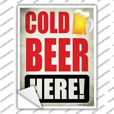 Cold Beer Here Novelty Rectangle Sticker Decal