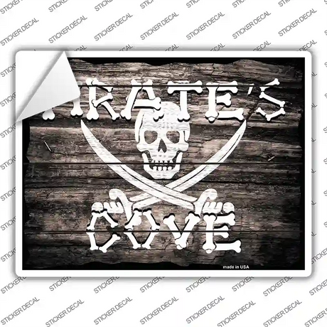 Pirates Cove Wood Look Novelty Rectangle Sticker Decal