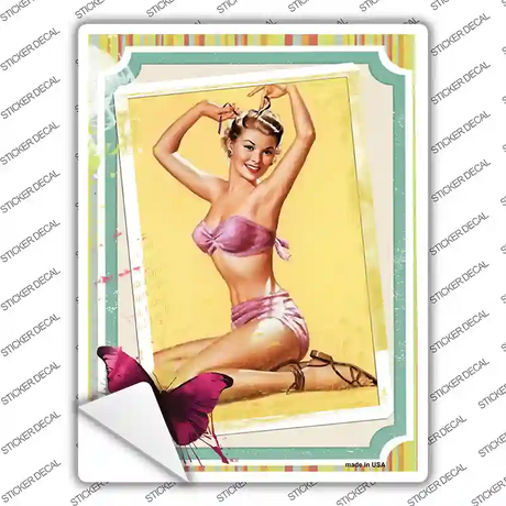 Photo Of Girl Vintage Pinup Novelty Rectangle Sticker Decal