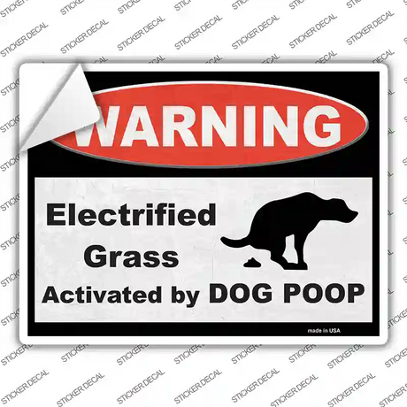 Warning Electrified Grass Novelty Rectangular Sticker Decal