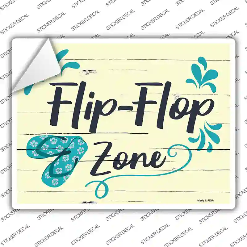 Flip Flop Zone Blue Novelty Rectangular Sticker Decal