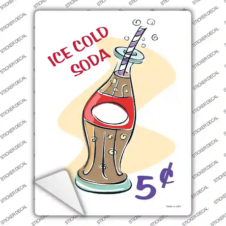 Ice Cold Soda Novelty Rectangle Sticker Decal