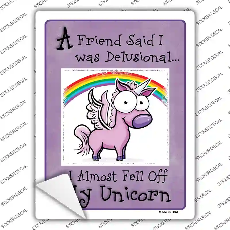Delusional Unicorn Purple Novelty Rectangle Sticker Decal