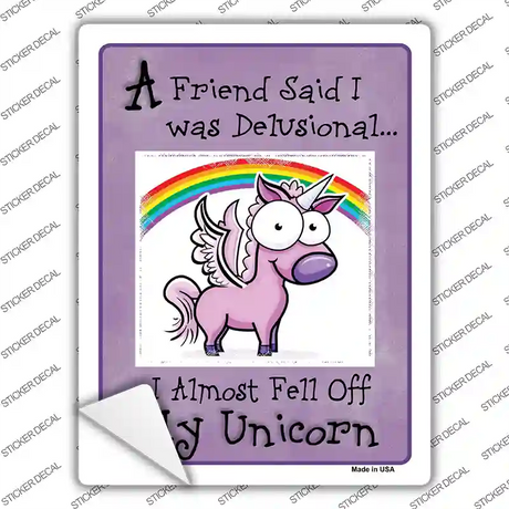 Delusional Unicorn Purple Novelty Rectangle Sticker Decal