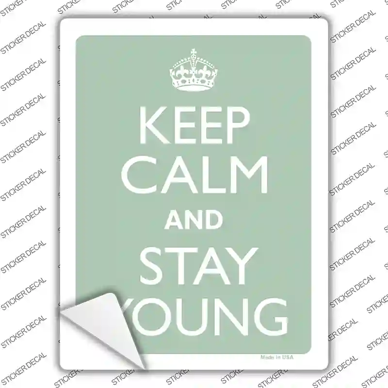 Keep Calm And Stay Young Novelty Rectangle Sticker Decal