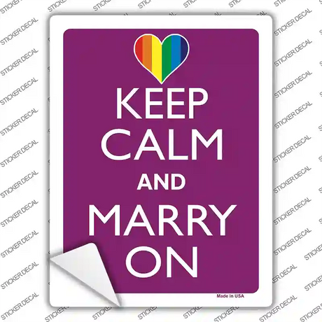 Keep Calm Marry On Novelty Rectangle Sticker Decal
