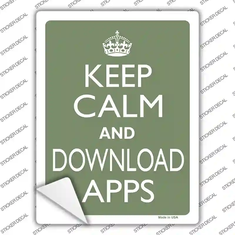 Keep Calm Download Apps Novelty Rectangle Sticker Decal