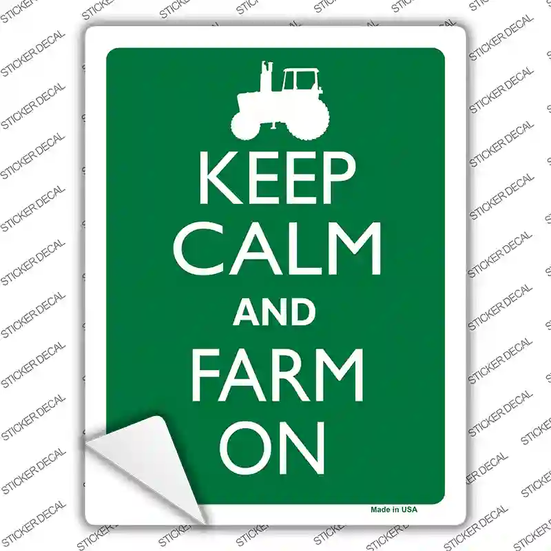 Keep Calm Farm On Novelty Rectangle Sticker Decal
