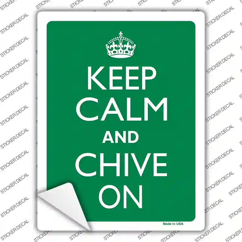 Keep Calm Chive On Novelty Rectangle Sticker Decal