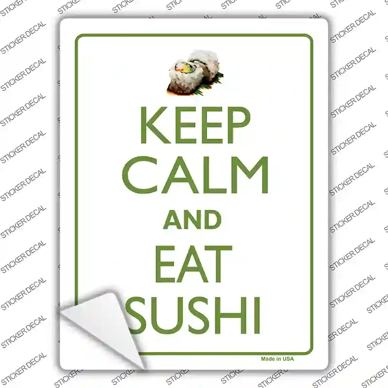 Keep Calm Eat Sushi Novelty Rectangle Sticker Decal