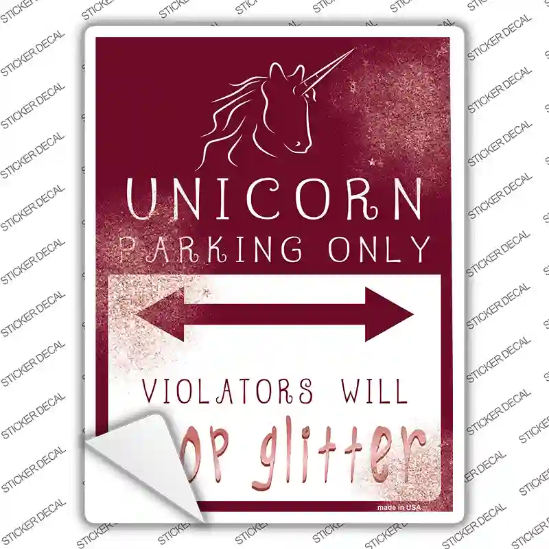 Unicorn Parking Pink Novelty Rectangle Sticker Decal