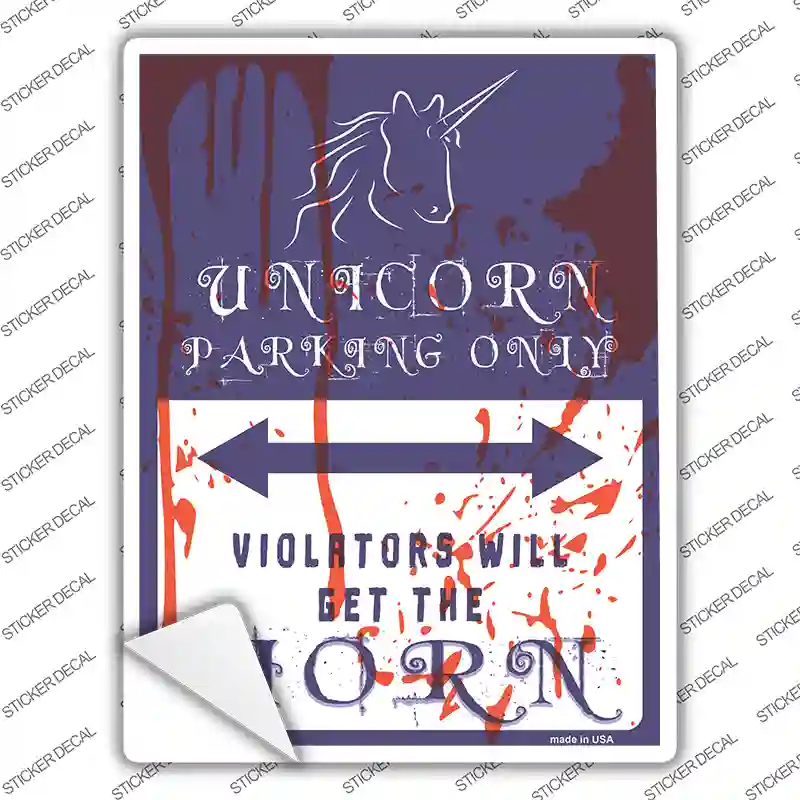 Unicorn Parking Blue Novelty Rectangle Sticker Decal