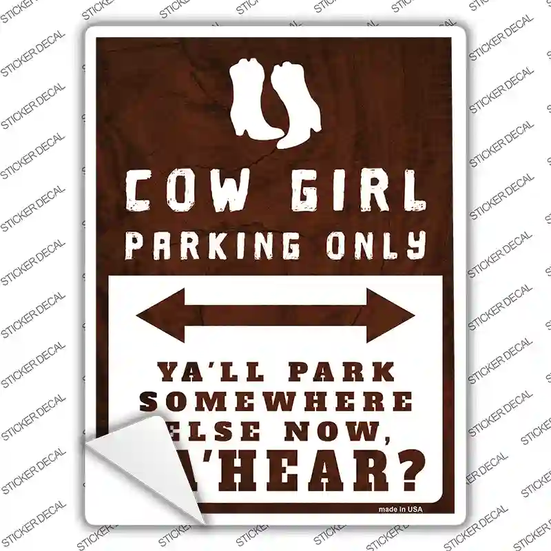 Cowgirl Parking Novelty Rectangle Sticker Decal