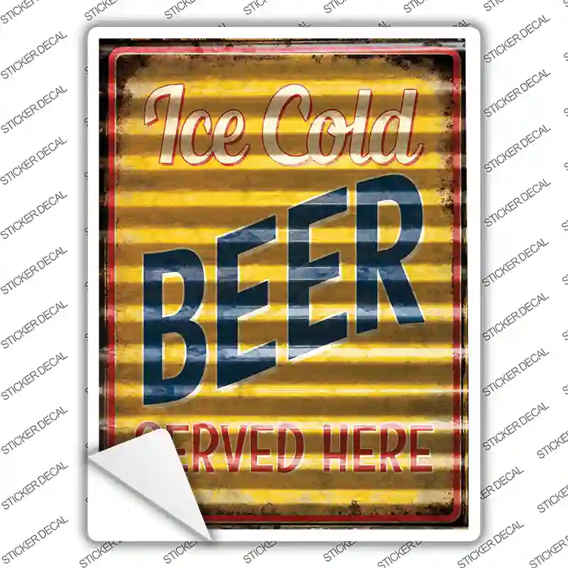 Ice Cold Beer Corrugated Effect Novelty Rectangle Sticker Decal