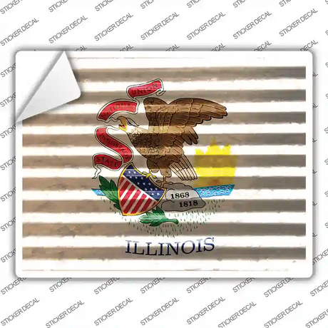 Illinois Flag Novelty Rectangle Sticker Decal