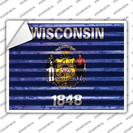 Wisconsin Flag Novelty Rectangle Sticker Decal