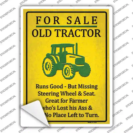 For Sale Old Tractor Novelty Rectangle Sticker Decal