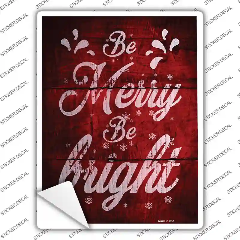 Merry and Bright Red Novelty Rectangle Sticker Decal