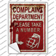 Complaint Department Take A Number Novelty Rectangle Sticker Decal