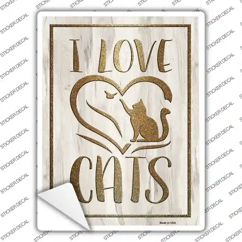 I Love Cats Novelty Rectangular Sticker Decal
