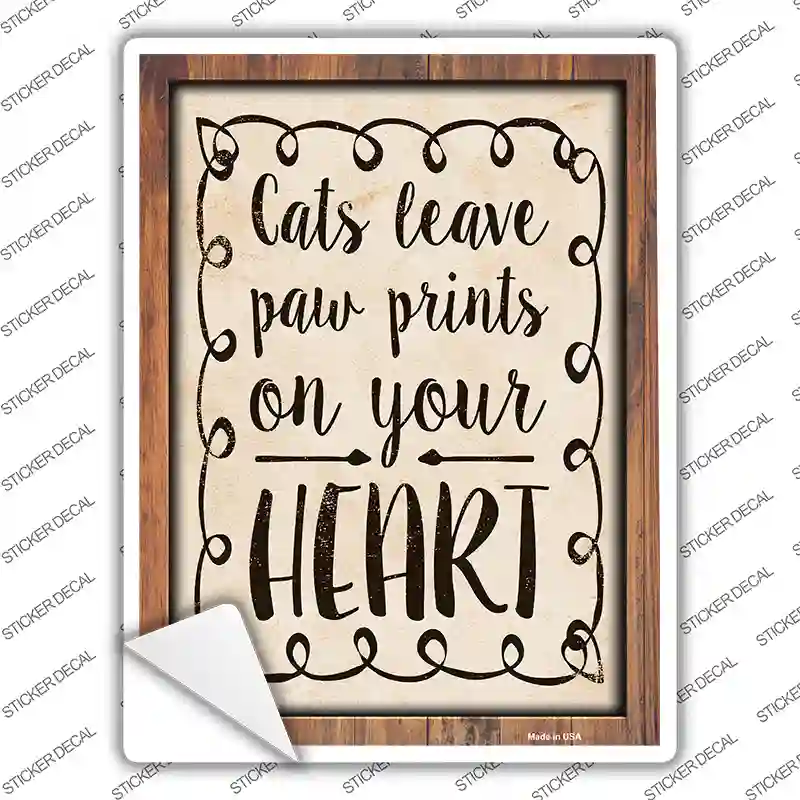 Paw Prints On Heart Novelty Rectangular Sticker Decal