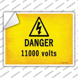 Danger 11000 Volts Novelty Rectangle Sticker Decal