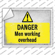 Danger Men Working Overhead Novelty Rectangle Sticker Decal