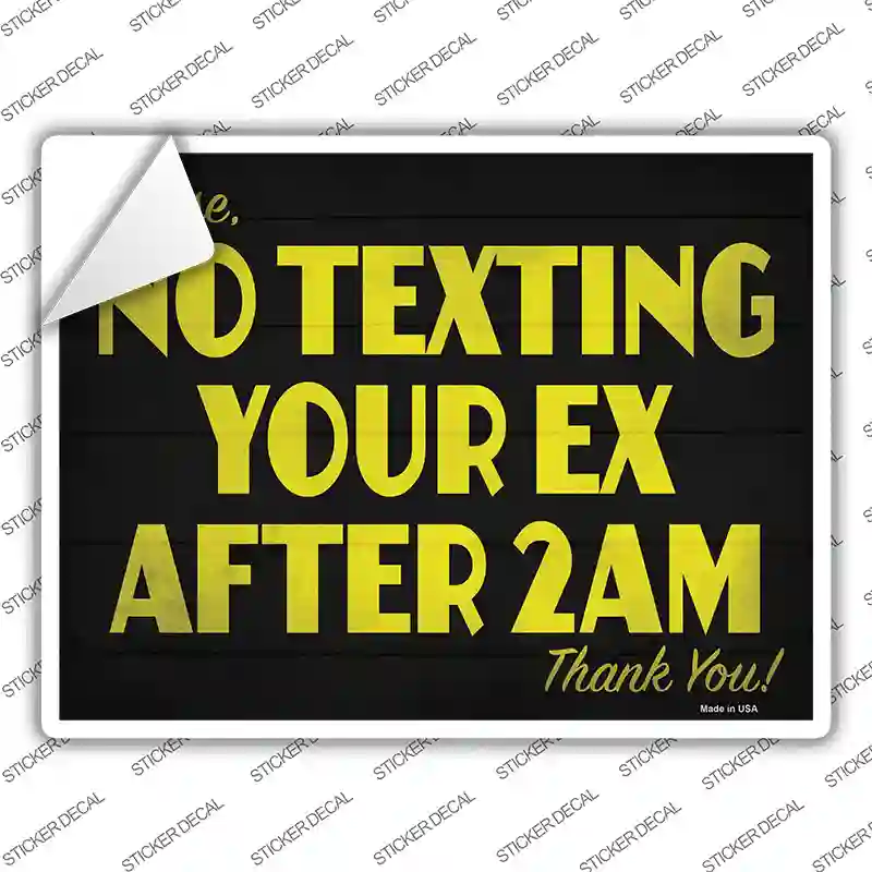 No Texting Your Ex Novelty Rectangle Sticker Decal