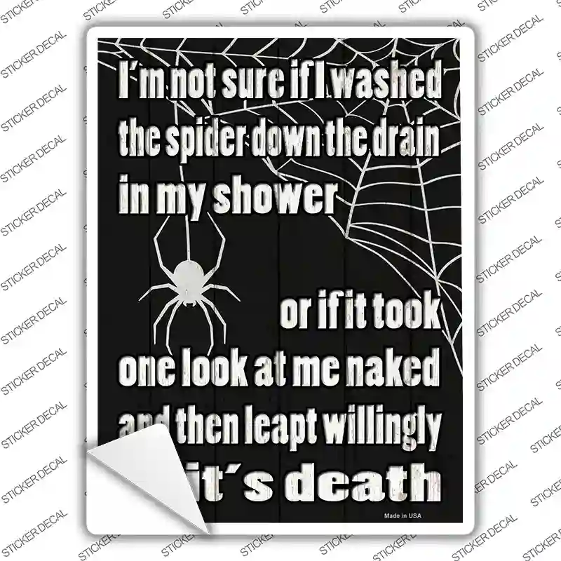 Spider Down the Drain Novelty Rectangle Sticker Decal
