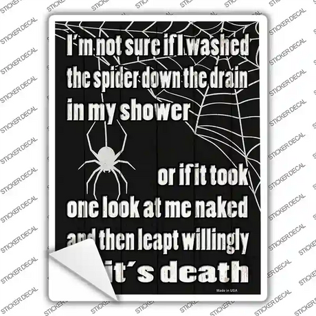 Spider Down the Drain Novelty Rectangle Sticker Decal