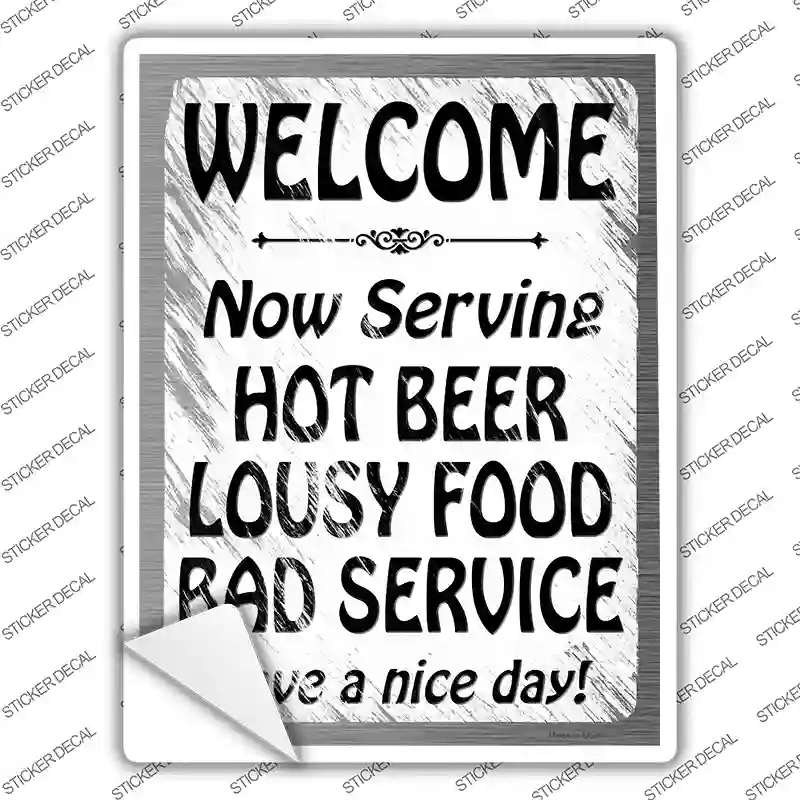 Hot Beer Lousy Food Novelty Rectangle Sticker Decal