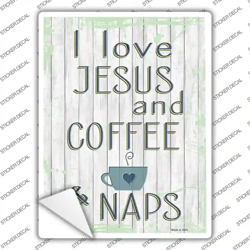 Jesus Coffee Naps Novelty Rectangular Sticker Decal