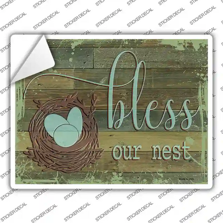 Bless Our Nest Novelty Rectangular Sticker Decal