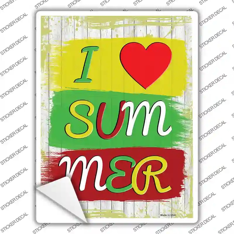 I Love Summer Novelty Rectangular Sticker Decal