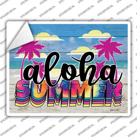 Aloha Summer Tie Dye Novelty Rectangle Sticker Decal