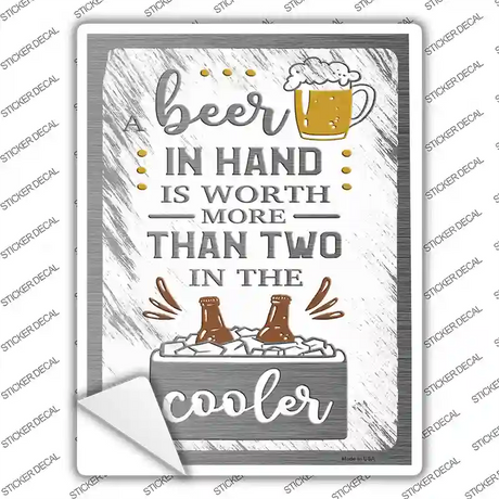 Beer In Hand Novelty Rectangle Sticker Decal