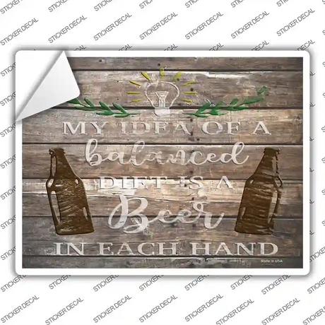 Beer In Each Hand Novelty Rectangle Sticker Decal