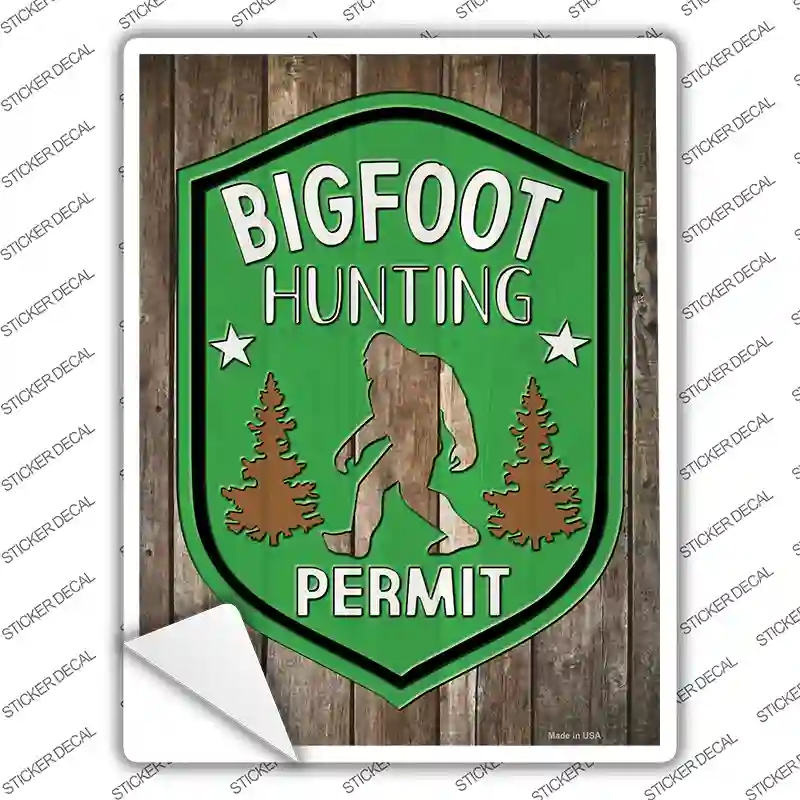 Bigfoot Hunting Permit Novelty Rectangle Sticker Decal