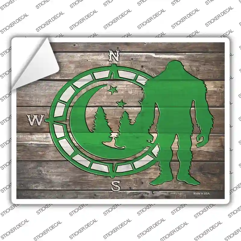 Bigfoot Compass Novelty Rectangle Sticker Decal