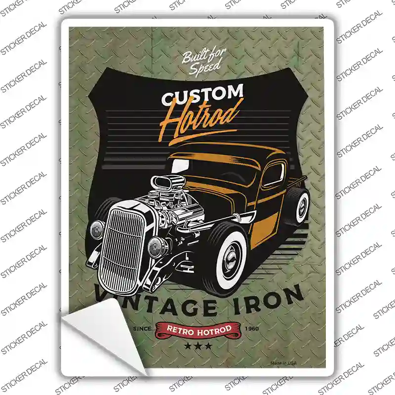 Retro Hotrod Novelty Rectangle Sticker Decal