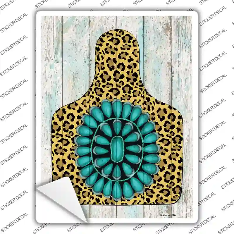 Cheetah Turquoise Ear Tag Novelty Rectangle Sticker Decal