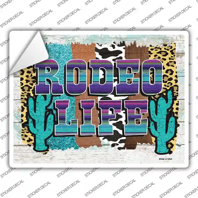 Rodeo Life Turquoise Novelty Rectangle Sticker Decal