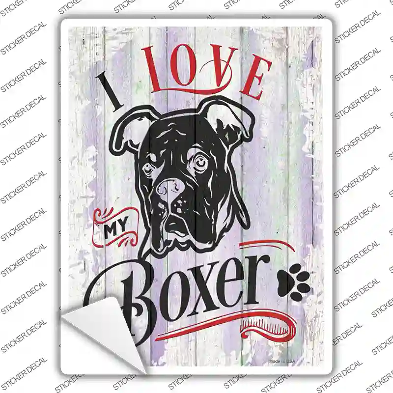 I Love My Boxer Black Novelty Rectangle Sticker Decal